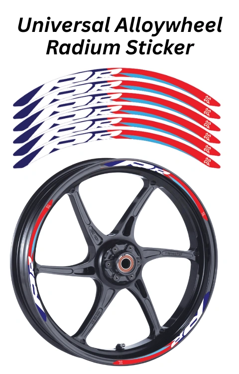 Alloy Wheel Radium Sticker For Universal Bike | Printed In Premium Radium With FPF(Fade Protection Film), Water Proof, Precut Sticker, Pack Of 12